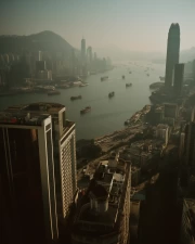 Skyscraper Majesty: Hong Kong in Sunset Lights