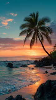 Honolulu's Fiery Sunset: Hawaiian Landscape