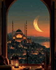 Moon Sunset over Istanbul: City Symphony