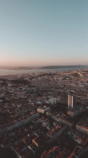 Lisbon Sunset Edges: City Skyline Silhouette
