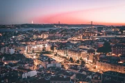 Sunset Dance of Lights: Lisbon Evening Panorama