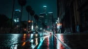 Neon Night Los Angeles: Glittering Lights and Skyscrapers