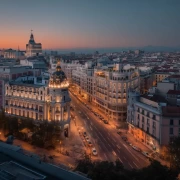 Evening Lights of Madrid: Cityscape