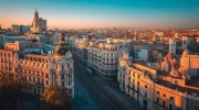 Sunset Charm of Madrid: Cityscape of Spain