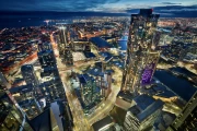 Melbourne Evening Fairytale: Cityscapes Skylines Glow