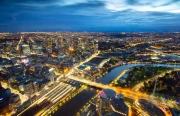 Melbourne Night Glow: Cityscapes Skylines Panorama