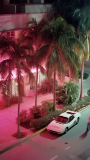 Miami Neon Glamour: Palms and Lights in the City at Night