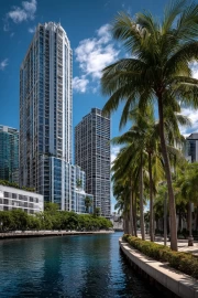 Miami Skyline: Skyscrapers and Palm Trees