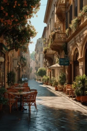 Milan's Sunny Street: Architectural Poetry