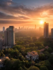 Golden Sunset Over Mumbai Skylines: The Majesty of Cityscapes Skylines