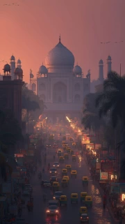 New Delhi Sunset Silhouette: Cityscape