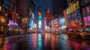 New York Night Lights: Skyscrapers Glow