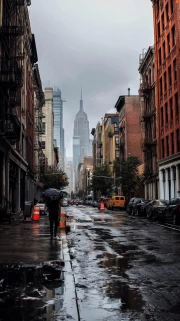 New York in the Rainy Dance: Cityscapes Skylines