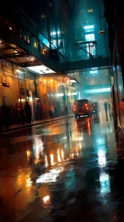 Neon Symphony: Wet Streets of the Metropolis