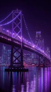 Purple Magic of San Francisco Skyscrapers: Glowing Skyline at Night