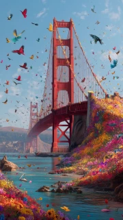 San Francisco's Magical Vortex: City Panorama in Vibrant Colors