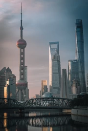 Shanghai's Sunset Splendor: China's Cityscapes and Skyscrapers