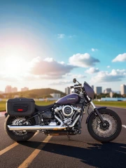 Harley Davidson Street Bob: Freedom against the city skyline