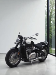 Triumphant Elegance: Triumph Bonneville Speedmaster on a Minimalistic Background