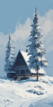 Winter Coziness: Snow House in the Coniferous Forest