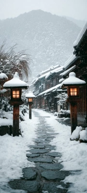 Winter Tale of Japanese Village: Snowy Path