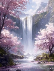 Blooming Waterfall: Natural Scenery