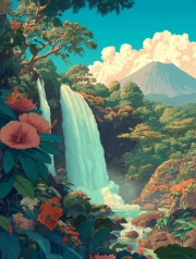 Living Waterfall in the Heart of the Jungle: Natural Scenery and Waterfalls