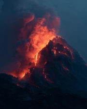 Fire Dance of Volcano: Natural Landscapes and Volcanoes