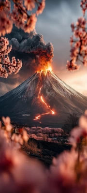 Volcanic Delight in a Blooming Landscape
