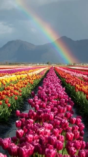 Spring Tulip Carpet: Rainbow Over the Mountains