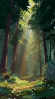 Sun Rays in the Forest: Harmony of Nature