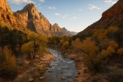 Nature's Majesty: Zion National Park Utah - Mountain Scenery and River