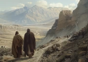 Byzantine monks on an eternal journey among the mountains