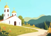 Church on the Hill: Nature's Comfort in Vibrant Colors