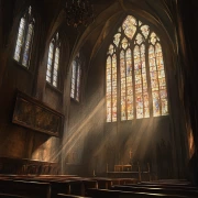 Light and Shadows of a Gothic Cathedral: Stained Glass and Sunbeams
