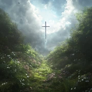 Cross in the Forest: Harmony of Nature and Spiritual Enlightenment