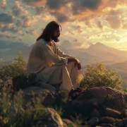 Jesus Christ in Reflections at Sunset