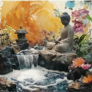 Buddha by the River: Harmony of Nature and Meditation