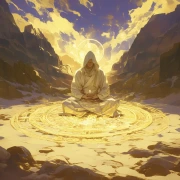 Golden Glow: Monk in Meditation