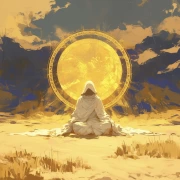 Monk in Meditation: The Golden Circle of Peace