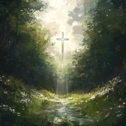 Cross in the Forest: Light of Spiritual Harmony