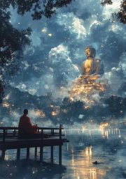 Night Peace: The Majesty of the Buddha Statue