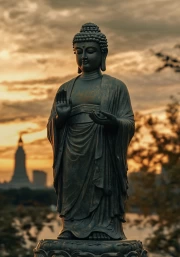 Sunset Tranquility: Buddha's Wisdom