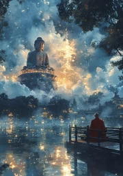 The Greatness of Buddha in the Clouds: Harmony and Tranquility