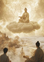 Light of Japanese Buddha on Cloud
