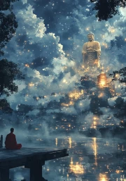 The Majesty of Buddha in the Clouds: Buddha Statue