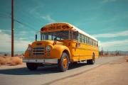 Yellow School Bus Under Azure Sky: Nostalgia and Style