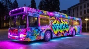 Graffiti on Wheels: Bright Bus