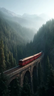 Mountain Express: Train on the Bridge