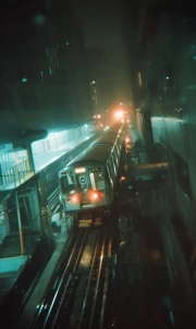 Night Train Journey Through the Fog